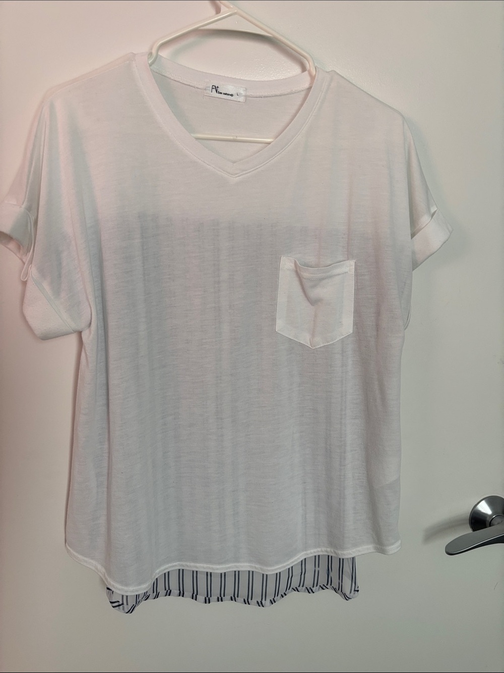 White V-Neck Pocket Tee by PH